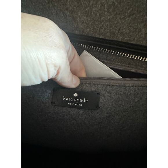 Kate Spade New York Black/Grey Ella Felt and Leather Large Top Zip Tote EUC 499 - Picture 15 of 16